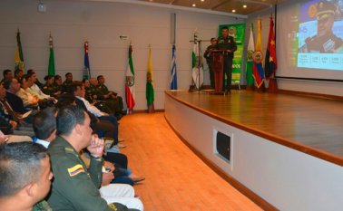 La rendición de cuentas se hizo en el auditorio de la Universidad Nacional Abierta y a Distancia (Unad), en la sede de Pamplona. Policía Nacional