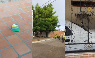 Los tres atracadores dañaron la reja de la casa para ingresar a a cometer el hurto. Una gorra, al parecer de uno de estos hombres, quedó en el andén de la casa. Cristian Herrera