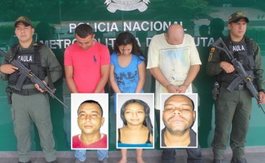 Los tres extorsionistas fueron detenidos en flagrancia por la Policía Metropolitana de Cúcuta. Policía Nacional