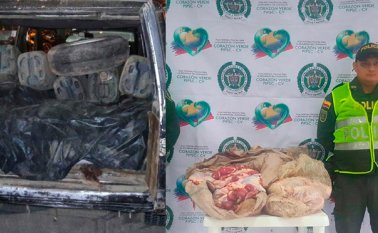 En bolsas plásticas era llevada la carne que no cumplía con los requerimientos sanitarios. Policía Nacional
