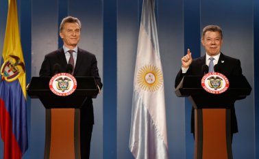 Mauricio Macri visita por primera vez Colombia desde que asumió la Presidencia argentina. Colprensa