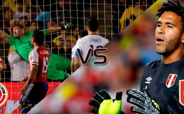 El duelo Colombia-Perú tendrá una historia a seguir en los arcos, con Ospina y Gallese volando de palo a palo. AFP