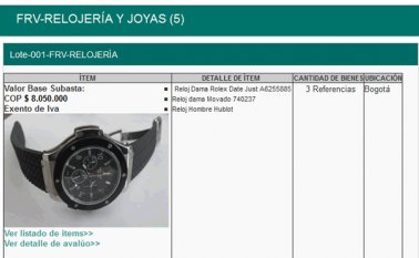 La subasta electrónica iniciará a las 2:15 pm, por medio de la página web Captura de pantalla