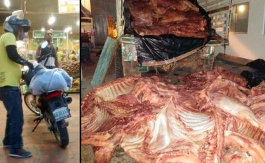 Así llega la carne de contrabando a un supermercado de Cúcuta, según esta foto proporcionada por la Secretaría de Hacienda Departamental. Cortesía