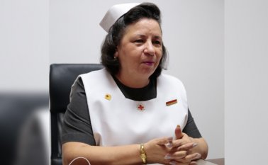 Prada celebra hoy juntos a sus compañeras del voluntariado de las Damas Grises de la Cruz Roja los 54 años de labores de esta organización en el país César Obando