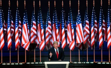 "Yo soy tu voz", declaró Donald Trump, tras definirse como el candidato republicano a las presidenciales de Estados Unidos. AFP