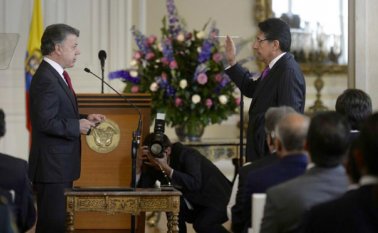 El presidente Juan Manuel Santos durante la posesión del nuevo Fiscal. Presidencia