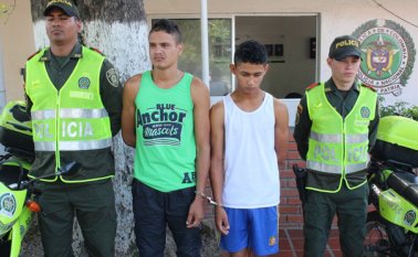 Christian Dayan Rojas y Daniel David Vizarra fueron enviados a la cárcel por el delito de hurto. Policía Nacional