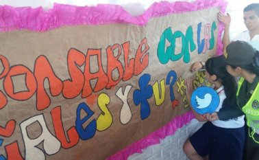 Estudiantes particparon de la jornada informativa de Entornos Escolares en Convivencia y Paz que organiza la Policía. Cortesía