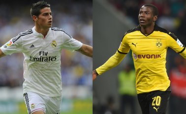 James Rodríguez, del Real Madrid; y Adrián Ramos, del Borussia Dortmund, se reencontrarán hoy en el partido de la fase de Grupos de la Liga de Campeones Archivo