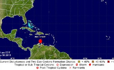 El Centro Nacional de Huracanes de Miami, informó que el huracán Matthew se ha fortalecido mientras se mueve de oeste a suroeste sobre el mar Caribe y ha pasado a categoría 3.  Colprensa