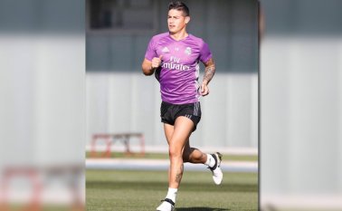 Rodríguez regresó a Madrid antes del segundo duelo ante Uruguay en Barranquilla. Twitter