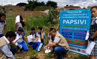 Los estudiantes del colegio La Salle participaron en talleres que les permitió conocer la realidad del desplazamiento. Javier Sarabia