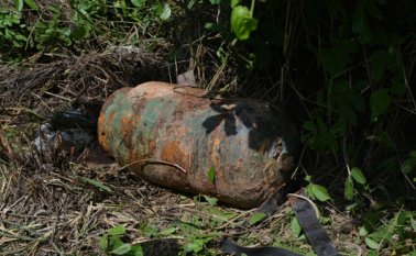 Al menos dos horas después de hallado el cilindro, este fue destruido de manera controlada. Cortesía