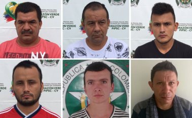 Jaime Martínez, Wilson Urrego, Filemón Urrego, Freddy Urrego, Jairo Bautista y Luis Suárez. Cortesía