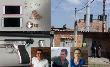 Eliazar Álvarez Pico, Luis Arturo Sánchez Guerrero y Christian Dayán Rojas Orozco fueron detenidos junto a un adolescente. Policía Nacional