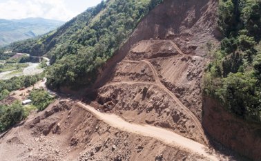 Vista aérea del kilómetro 19, en la vereda San Josecito (Labateca), tramo en donde se registró el deslizamiento de tierra que sepultó la vida de Javier Lizcano Rivera.  Juan Pablo Cohen