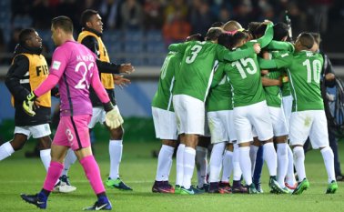 Los jugadores del Atlético Nacional celebran su victoria. AFP
