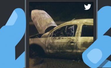 El coronel Germán Jaramillo Wilches, jefe Seccional de Tránsito y Transporte de Bogotá, calificó los hechos de "terroristas" luego de que un carro Volskwagen Golf modelo 2016 que fue incinerado al parecer por taxistas en la calle 170 con carrera 90, en Suba, al norte de Bogotá. Archivo particular