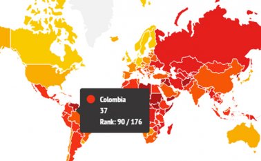El análisis fue realizado en 176 países y tiene una escala de 0 (muy corrupto) a 100 (muy limpio). Captura de pantalla
