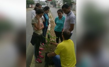 Recorren las zonas verdes de Ocaña para plantar los árboles. Javier Sarabia