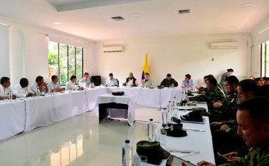 El presidente Juan Manuel Santos participó del consejo de seguridad en Caucasia, Antioquia.  Colprensa