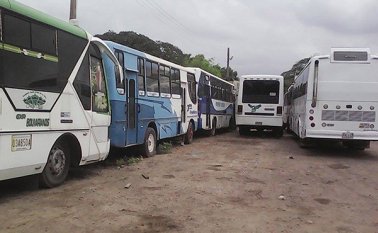 Cada uno de los buses estacionados representa el sustento de por lo menos tres familias de Colombia y Venezuela. Cortesía