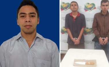 A los delincuentes les hallaron un cuchillo con manchas de sangre, al igual que en su ropa. Cortesía