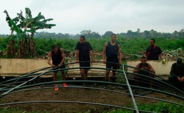 La semana pasada, soldados venezolanos instalaron un campamento en territorio colombiano. Archivo