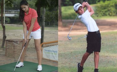 Los golfistas Laura Sánchez (izquierda) y el niño Ricardo Ramírez Saad (derecha) son la cuota de embajadores de Norte de Santander en el torneo de San Diego California, en julio próximo. La Opinión