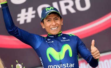 Quintana considera que, con la baja de Fabio Aru, su "máximo rival es Nibali", que querrá dar lo mejor en el Giro del centenario y ante su público. Archivo