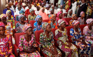 La fotografía fue tomada el 19 de octubre de 2016, una semana después de que Boko Haram liberara 21 jovenes de Chibok. AFP