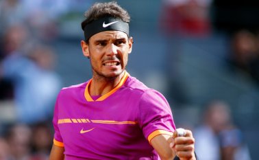 Rafael Nadal celebra su victoria en el Masters 1000 de Madrid AFP