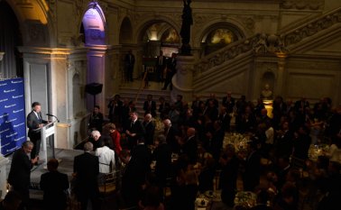 El presidente Juan Manuel Santos durante la cena del Grupo de Trabajo para la Paz y la Prosperidad de Colombia del Atlantic Council, en su primer día de visita a Estados Unidos. Colprensa