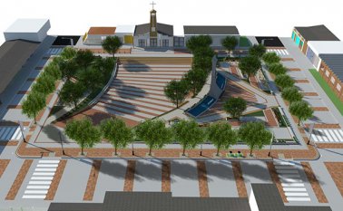 Vista panorámica del nuevo parque del barrio Belén, que tendrá plazoleta, juegos infantiles, zona para adultos mayores, zonas verdes y una enorme plazoleta para eventos. Obando