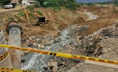 Así luce hoy el caño, los trabajos van en un 50 por ciento según la secretaría de Infraestructura del municipio. La inversión es de 1.300 millones de pesos. Cortesía