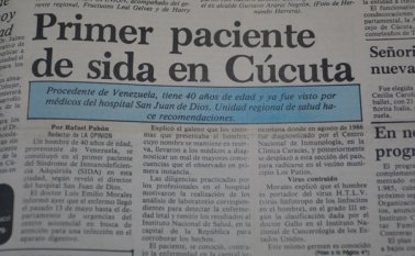 Así registró La primera página de La Opinión la noticia del primer caso de sida en Cúcuta Archivo