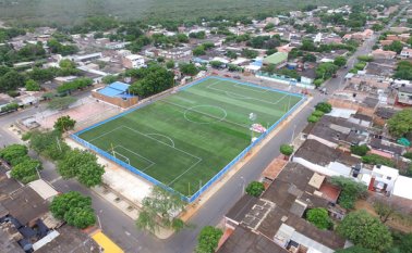 Así luce hoy la cancha 11 de Noviembre de Los Patios, en un mes será inaugurada. Cortesía