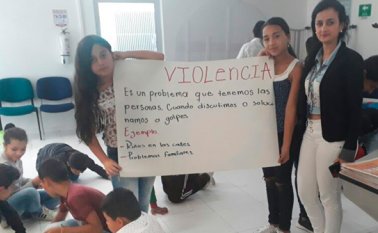 Las actividades con menores de edad hacen parte de los talleres de transformación social que lideran la UFPS, GIZ, la Secretaría de Gobierno de Ocaña y el enlace de atención a víctimas. Javier Sarabia