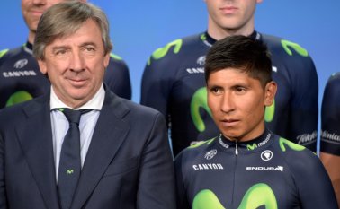 Tanto Nairo Quintana (derecha) como Alejandro Valverde llegan en perfectas condiciones para la carrera de Francia, según Eusebio Unzué director del Movistar Team (izquierda). AFP
