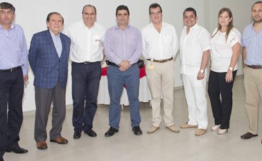 Guillermo Rangel, el presidente ejecutivo de Acicam, Luis Gustavo Flórez Enciso; Carlos Luna Romero, César Augusto Jaramillo, Mauricio Franco,  José  Vargas Yuncosa,  Sonia Parra y Juan Fernando González. Alfredo Estévez