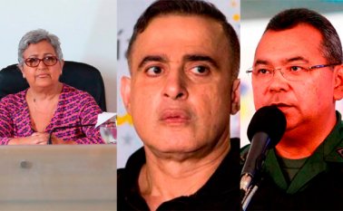 Tibisay Lucena, presidenta del Consejo Nacional Electoral; Tarek William Saab, defensor del Pueblo (centro); y Néstor Reverol, ministro de Interior y Justicia, están entre los sancionados. Archivo