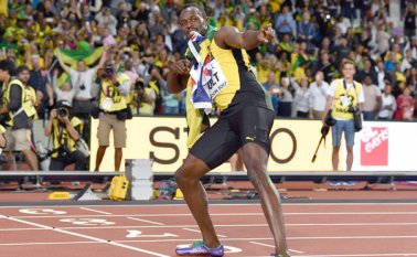 El Jamaiquino Usain Bolt alcanzó un tercer puesto en su última carrera de los 100 metros. AFP