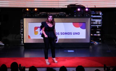 La cucuteña Liss Pereira participó en la presentación del nuevo Canal Uno. Colprensa
