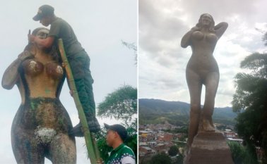 El monumento tenía un notable deterioro y durante años había sido pintado con grafitis. Policía Nacional