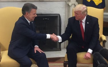 Presidentes Juan Manuel Santos y Donald Trump. Colprensa