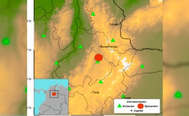El Servicio Geológico Colombiano precisó que el temblor ocurrió a las 3:28 pm. Servicio Geológico Colombiano