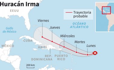 Este sería el trayecto del huracán Irma por el caribe. AFP
