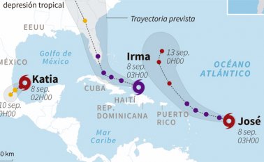 Tres huracanes azotan al Caribe. AFP