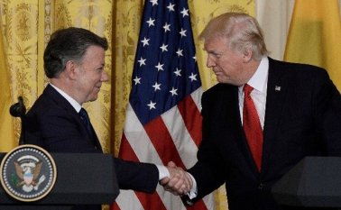 Presidentes Juan Manuel Santos y Donald Trump. Archivo
